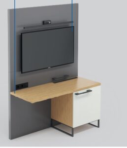 Pianel TV, armario Minibar e secretaria