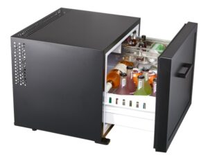 Minibar de gaveta C45SA com refrigeração compacta e funcionamento silencioso, ideal para suítes de luxo e escritórios executivos.